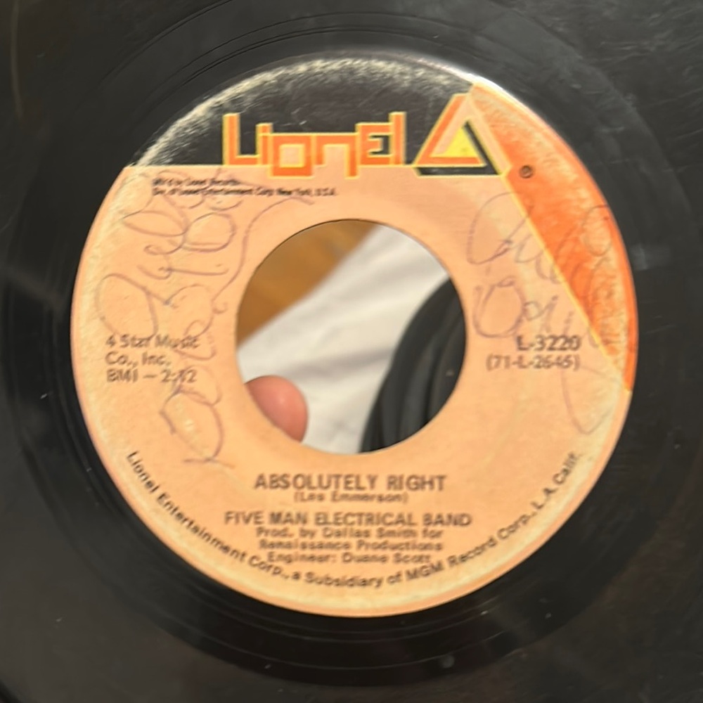 Vinyl Record - Absolutely Right by Five Man Electrical Band